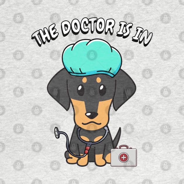 Cute dachshund dog is a doctor by Pet Station